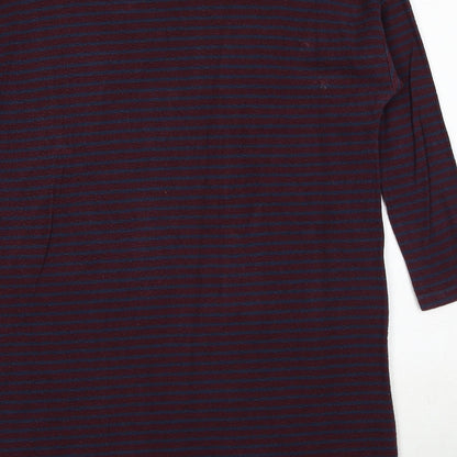 Zara Womens Red Striped Polyester Jumper Dress Size S Round Neck Pullover