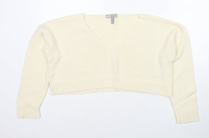 ASOS Womens Ivory V-Neck Acrylic Pullover Jumper Size 8