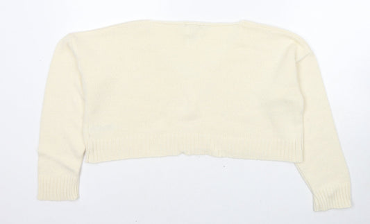 ASOS Womens Ivory V-Neck Acrylic Pullover Jumper Size 8