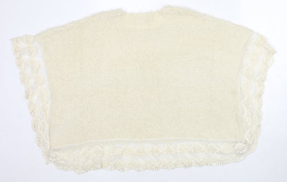Voulez-Vous Womens Ivory Round Neck Acrylic Pullover Jumper Size S - Size S/M Poncho