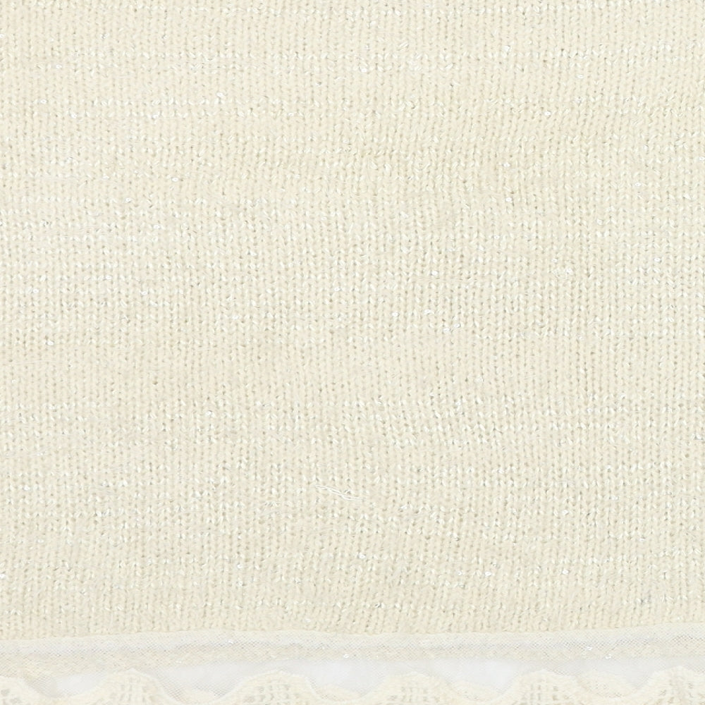 Voulez-Vous Womens Ivory Round Neck Acrylic Pullover Jumper Size S - Size S/M Poncho
