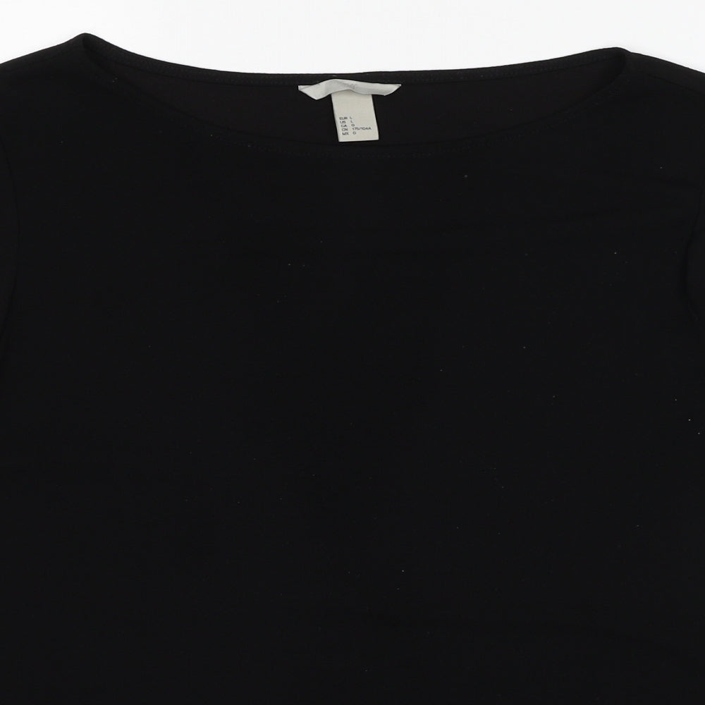 Womens UK Size L H&M Black Basic Blouse
