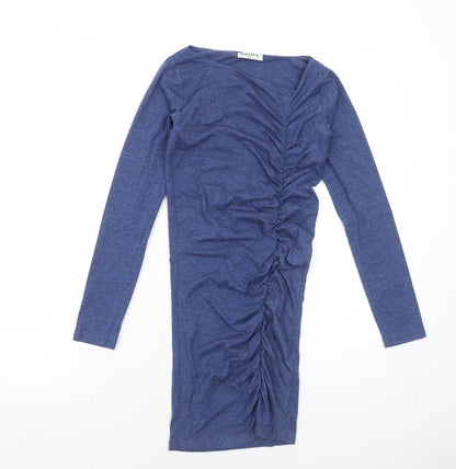 Nearkin Womens Blue Cotton Bodycon Size XS Square Neck Pullover