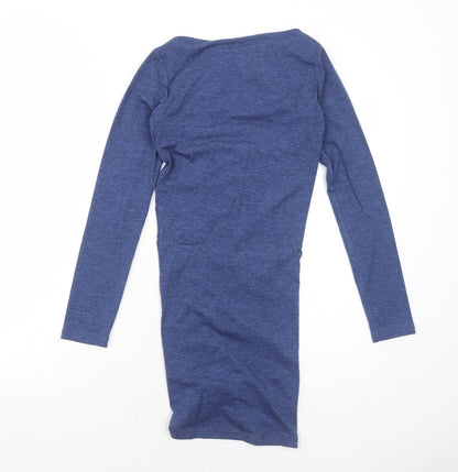 Nearkin Womens Blue Cotton Bodycon Size XS Square Neck Pullover