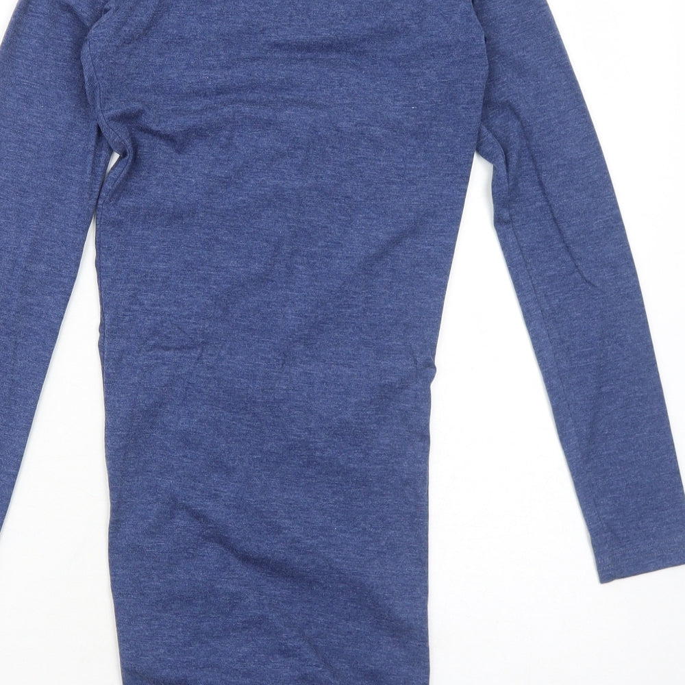Nearkin Womens Blue Cotton Bodycon Size XS Square Neck Pullover