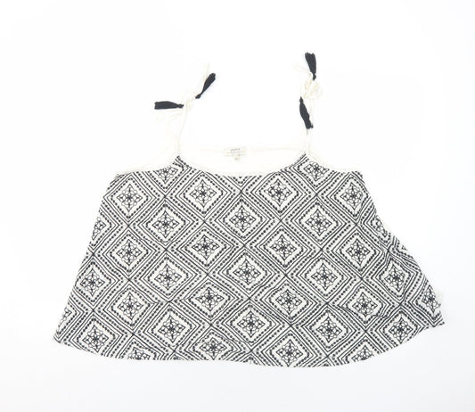 Papaya Womens White Geometric Viscose Basic Tank Size 18 Round Neck