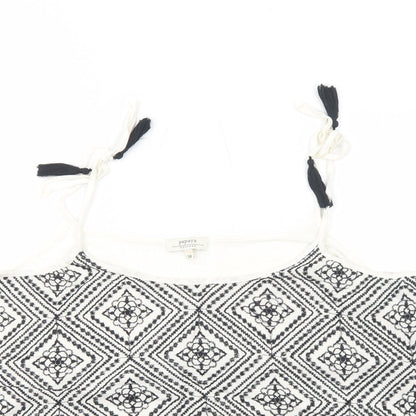 Papaya Womens White Geometric Viscose Basic Tank Size 18 Round Neck