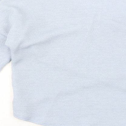 Angashion Womens Blue V-Neck Polyester Pullover Jumper Size M
