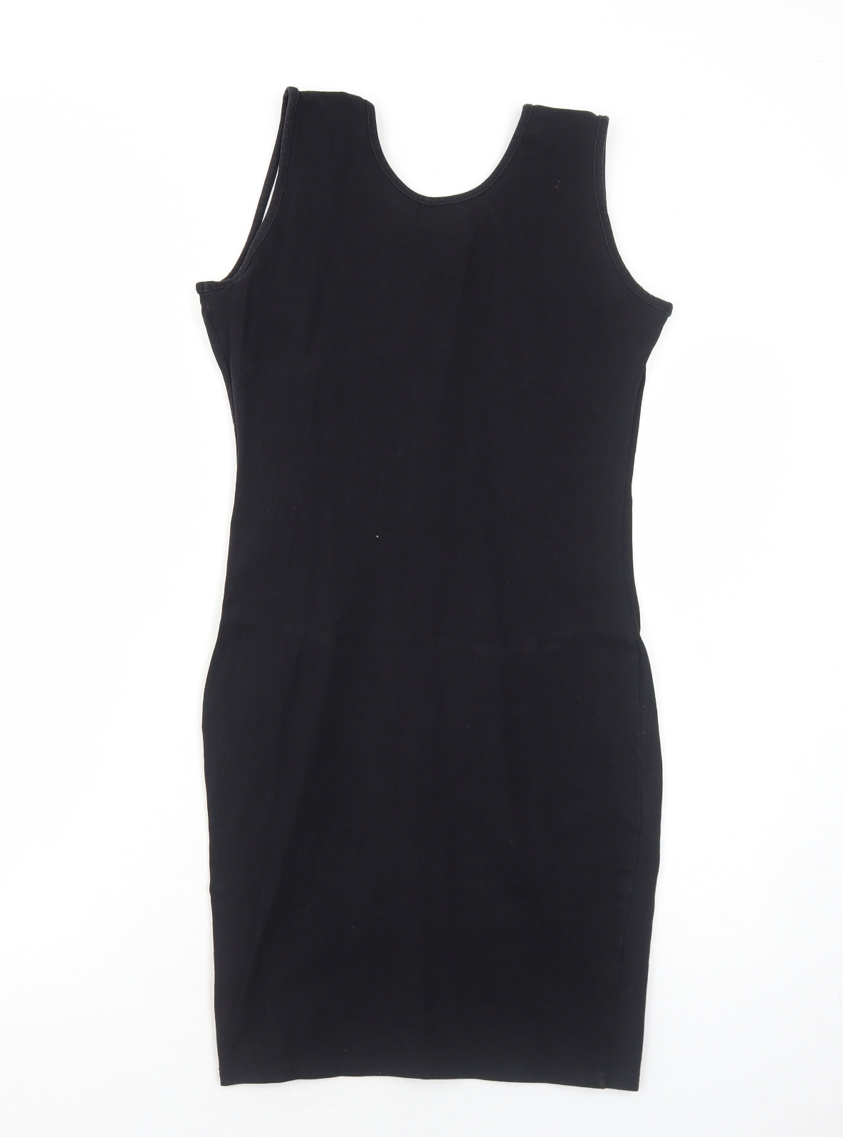 Polly Womens Black Colourblock Cotton Bodycon Size 12 Round Neck Pullover