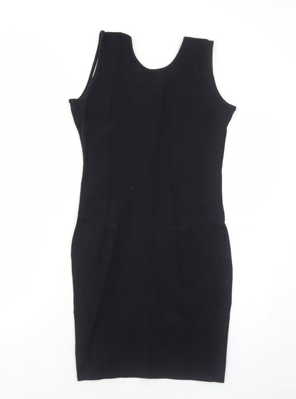 Polly Womens Black Colourblock Cotton Bodycon Size 12 Round Neck Pullover