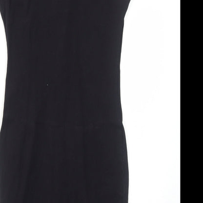 Polly Womens Black Colourblock Cotton Bodycon Size 12 Round Neck Pullover