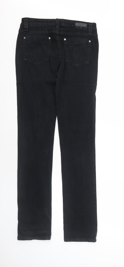 Polka Womens Black Cotton Straight Jeans Size 10 Regular Zip