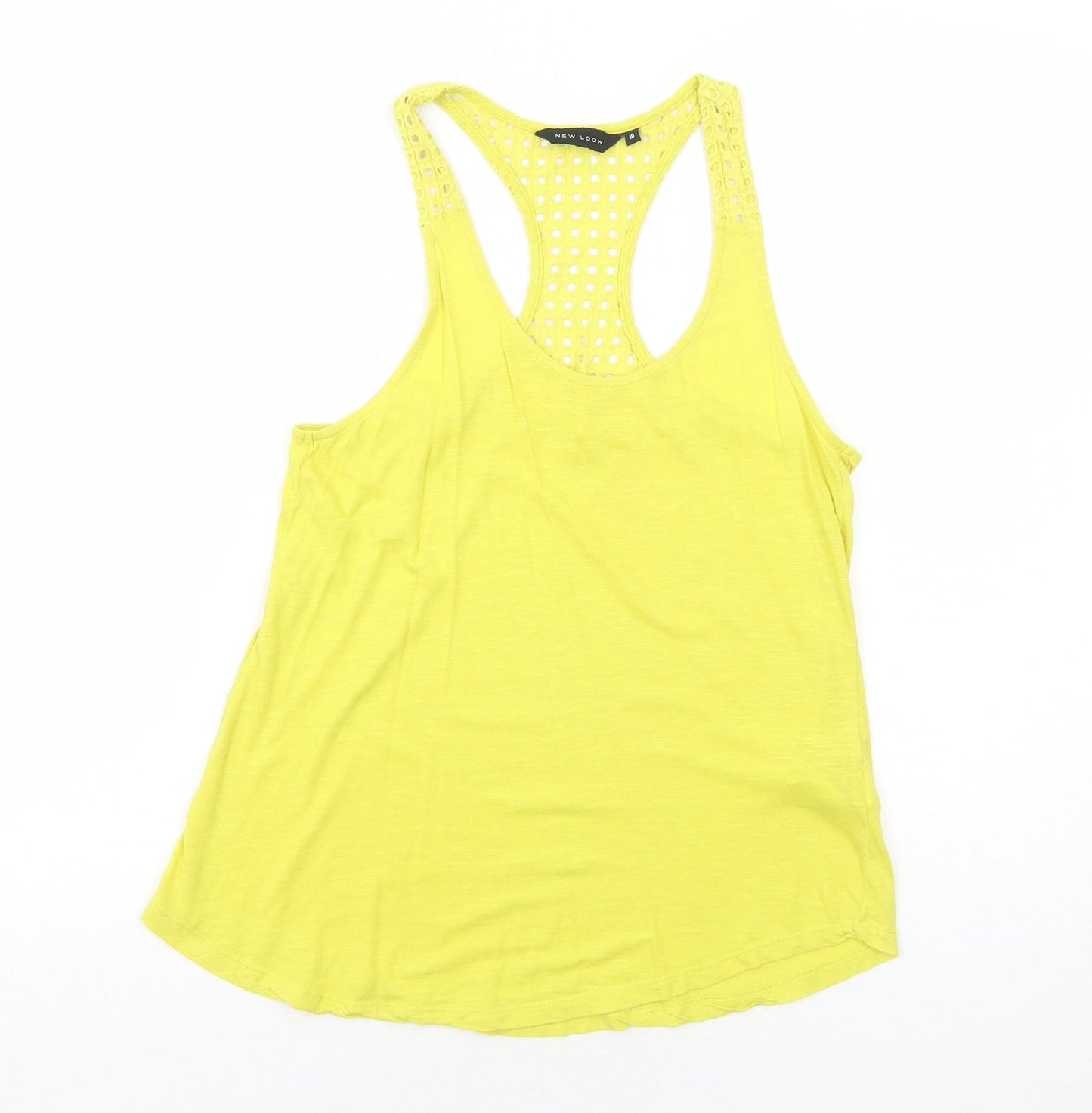 Womens UK Size 10 New Look Yellow Basic Tank