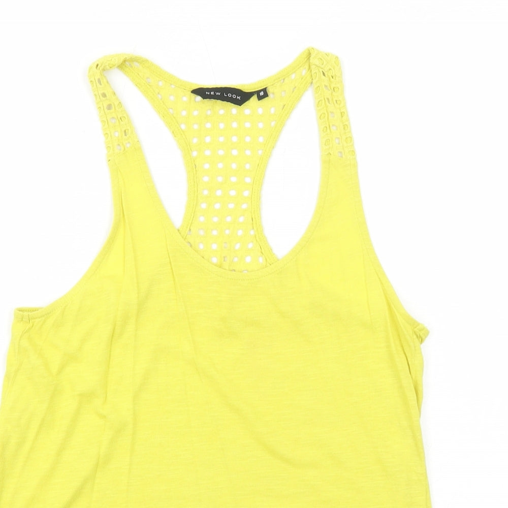 Womens UK Size 10 New Look Yellow Basic Tank