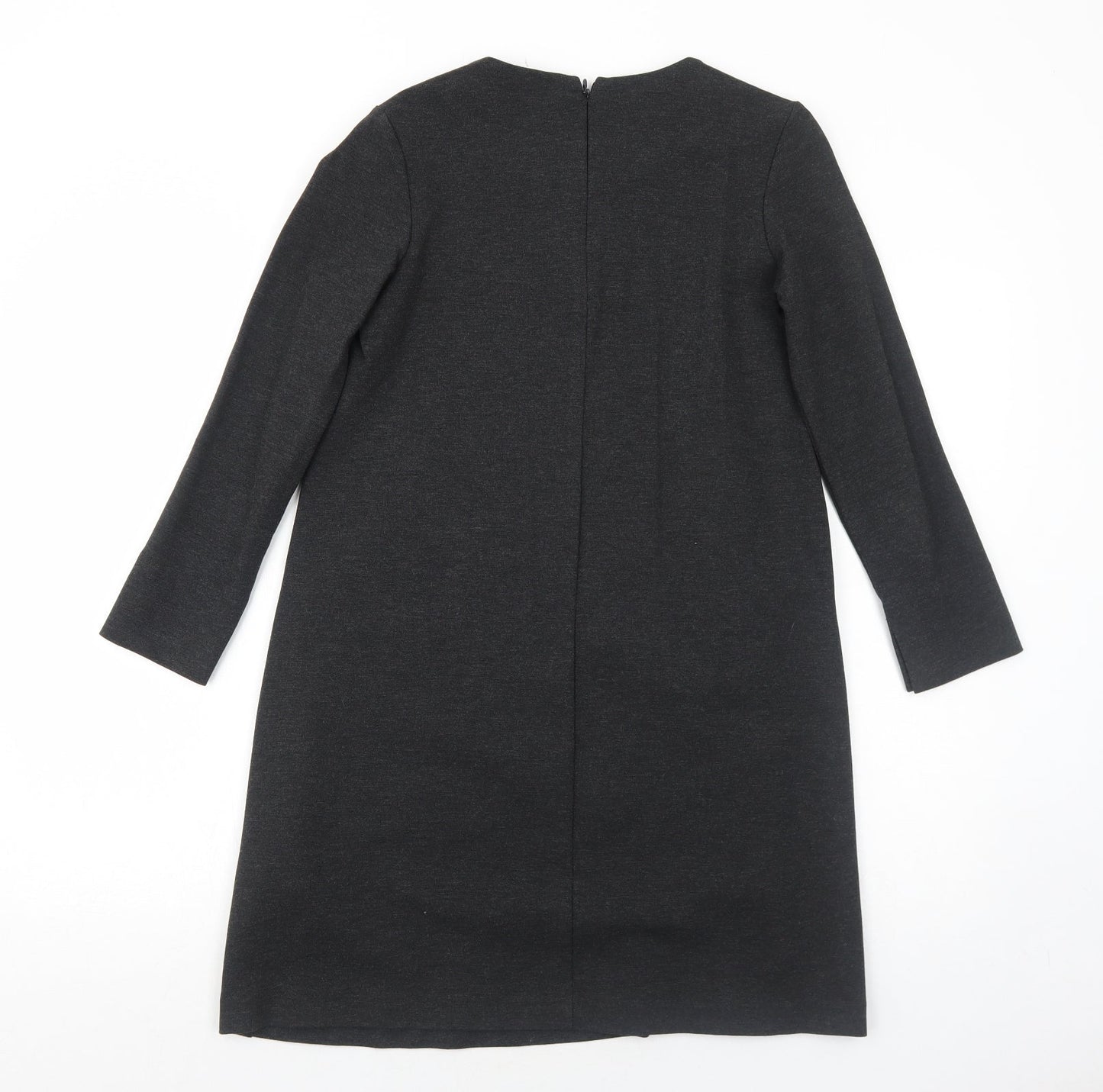 H&M Womens Grey Viscose Jumper Dress Size XS Round Neck Zip