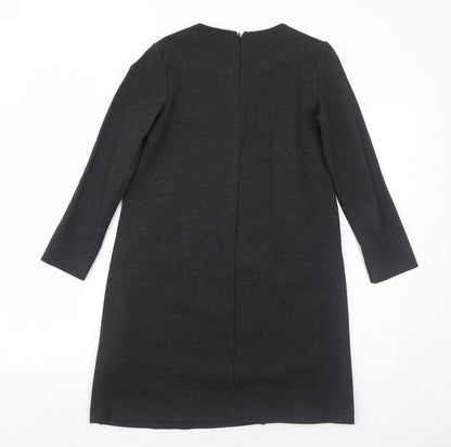 H&M Womens Grey Viscose Jumper Dress Size XS Round Neck Zip