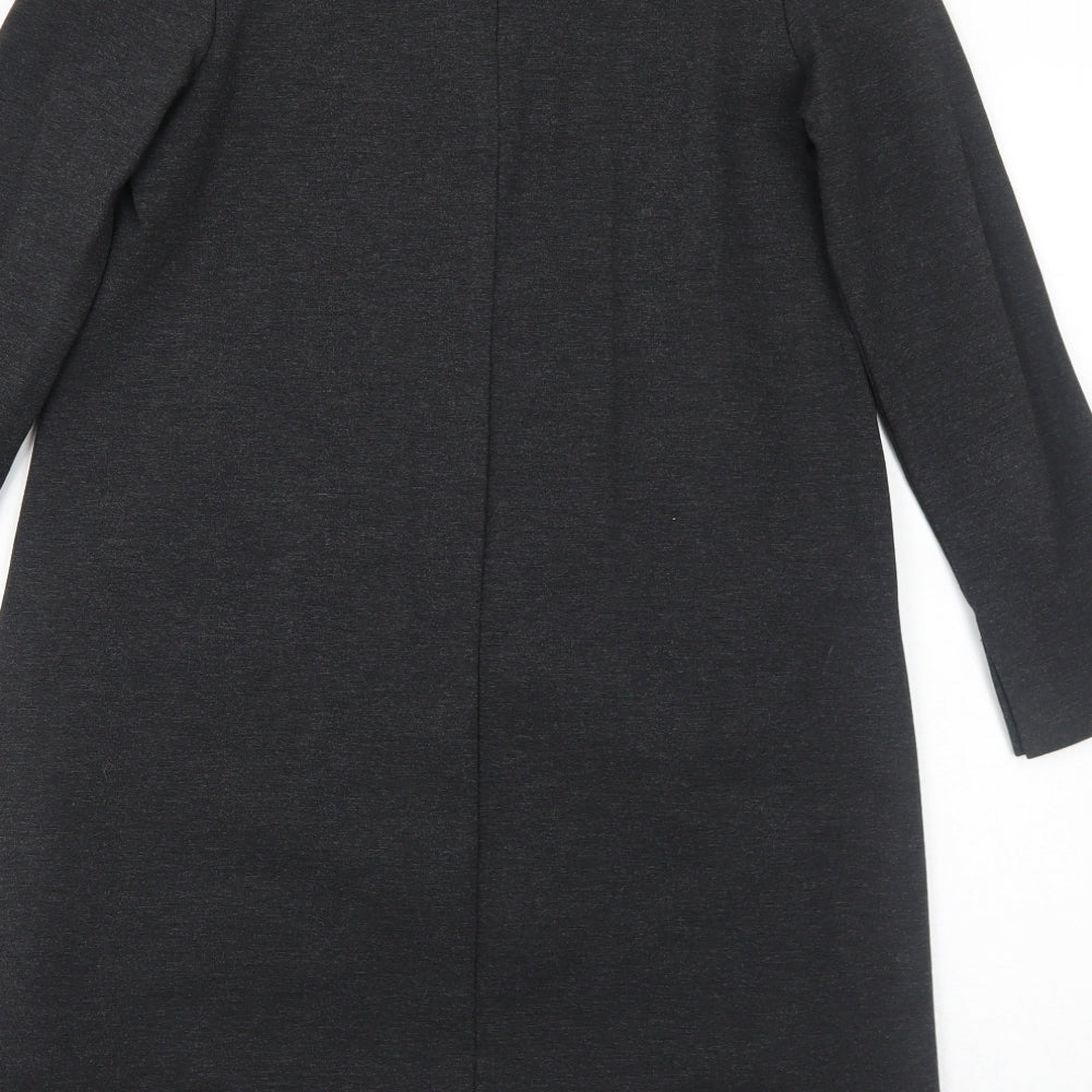 H&M Womens Grey Viscose Jumper Dress Size XS Round Neck Zip