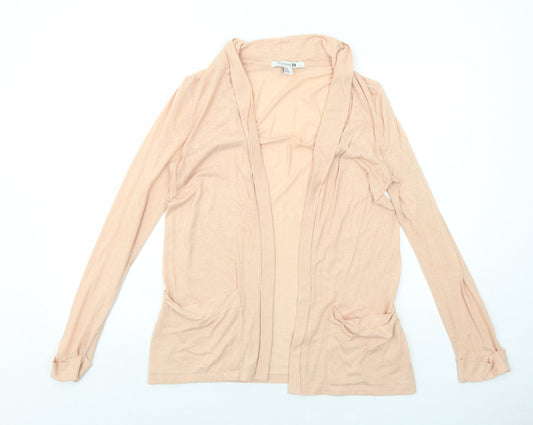 FOREVER 21 Womens Pink Collared Polyester Cardigan Jumper Size M - Open