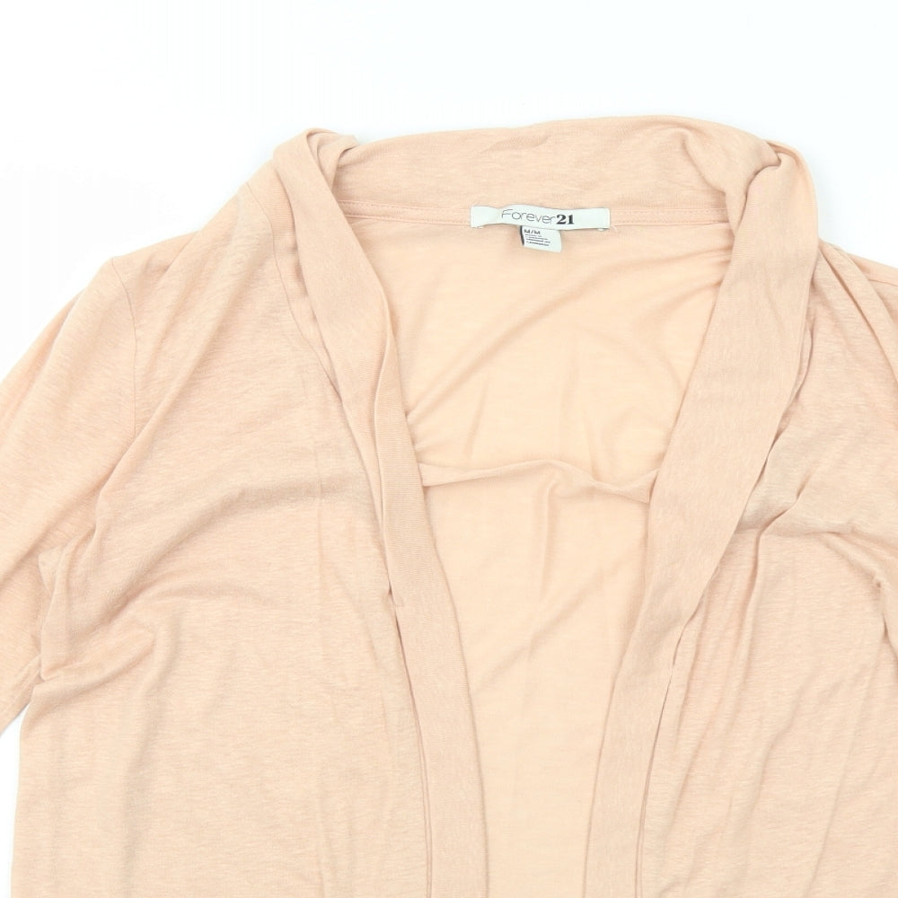 FOREVER 21 Womens Pink Collared Polyester Cardigan Jumper Size M - Open