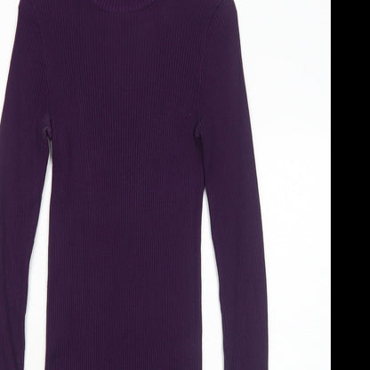 Bershka Womens Purple Paisley Viscose Bodycon Size M Round Neck Pullover