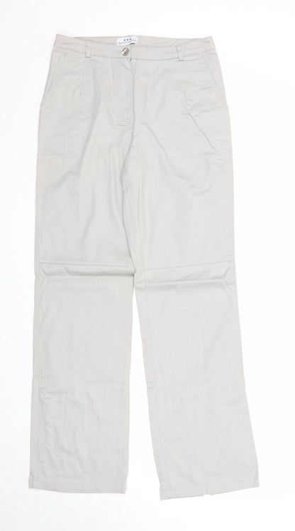 Fashion Concept Womens Grey Cotton Trousers Size 12 Regular Zip