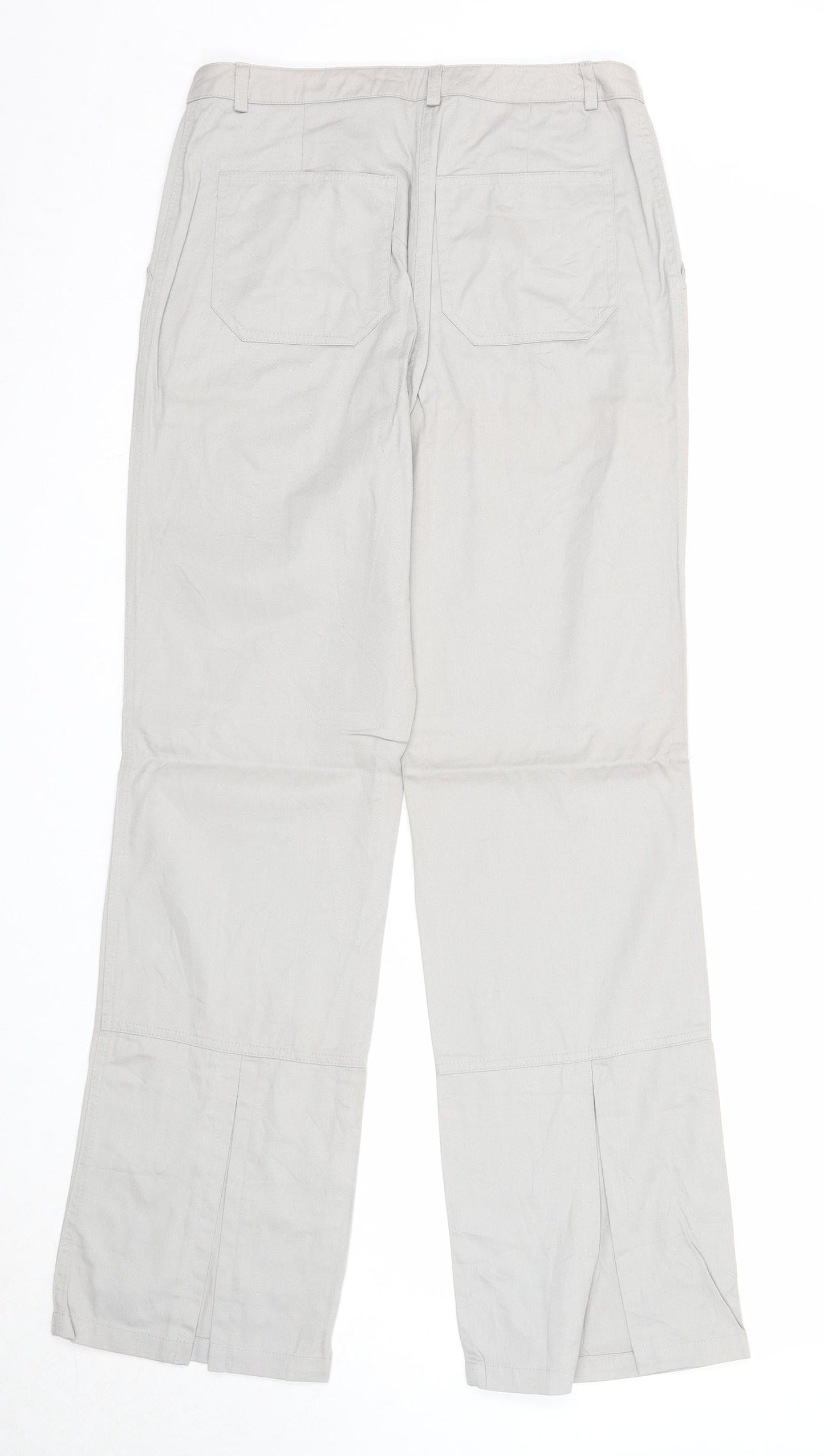 Fashion Concept Womens Grey Cotton Trousers Size 12 Regular Zip