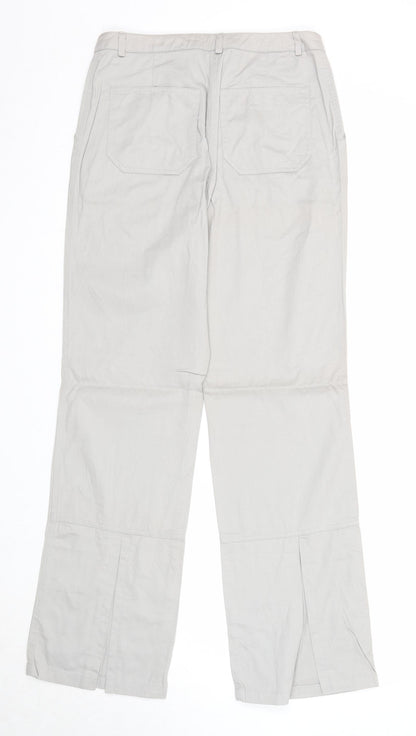 Fashion Concept Womens Grey Cotton Trousers Size 12 Regular Zip