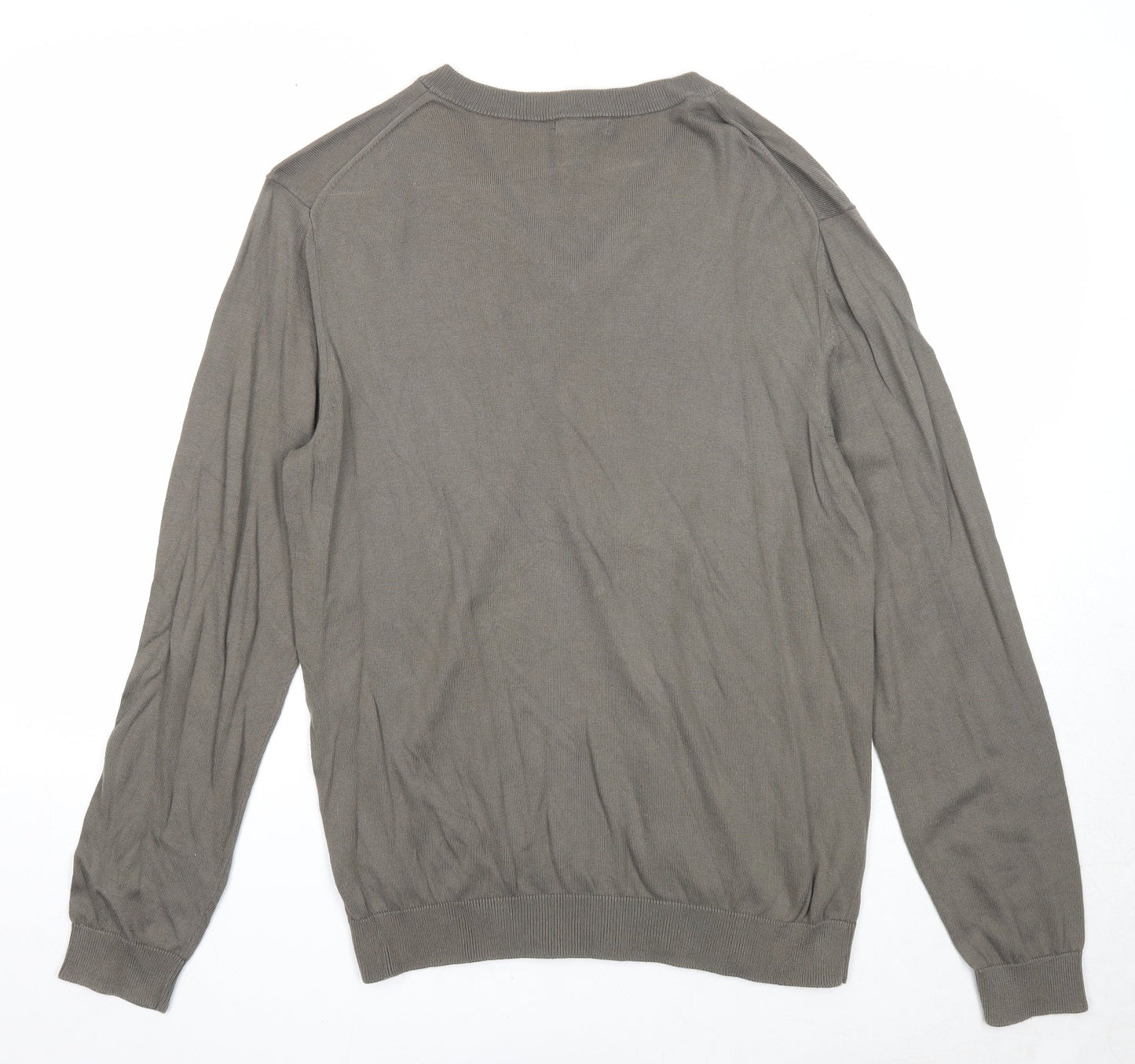 Gap Mens Green V-Neck Cotton Pullover Jumper Size L Long Sleeve