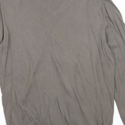 Gap Mens Green V-Neck Cotton Pullover Jumper Size L Long Sleeve