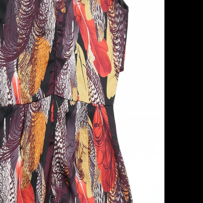 Love Womens Multicoloured Geometric Polyester A-Line Size S Boat Neck Zip
