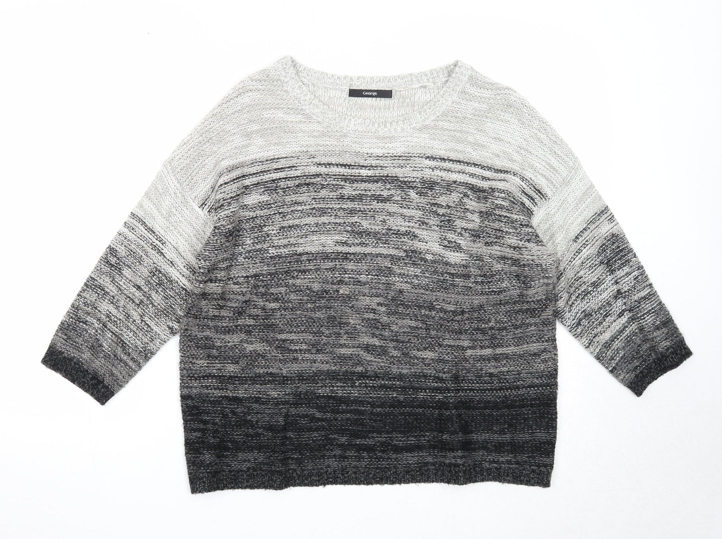 George Womens Black Round Neck Acrylic Pullover Jumper Size 12