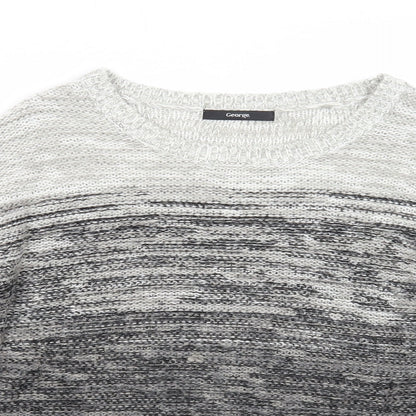 George Womens Black Round Neck Acrylic Pullover Jumper Size 12