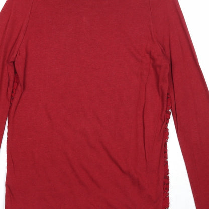 La Redoute Womens Red Round Neck Floral Viscose Pullover Jumper Size 10