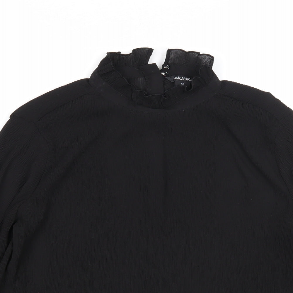 Womens UK Size XS Monki Black Basic Blouse