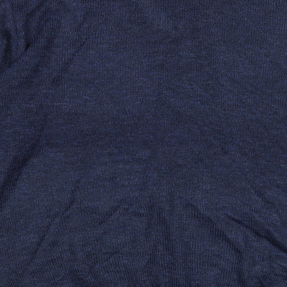 BHS Mens Blue V-Neck Acrylic Pullover Jumper Size S Long Sleeve