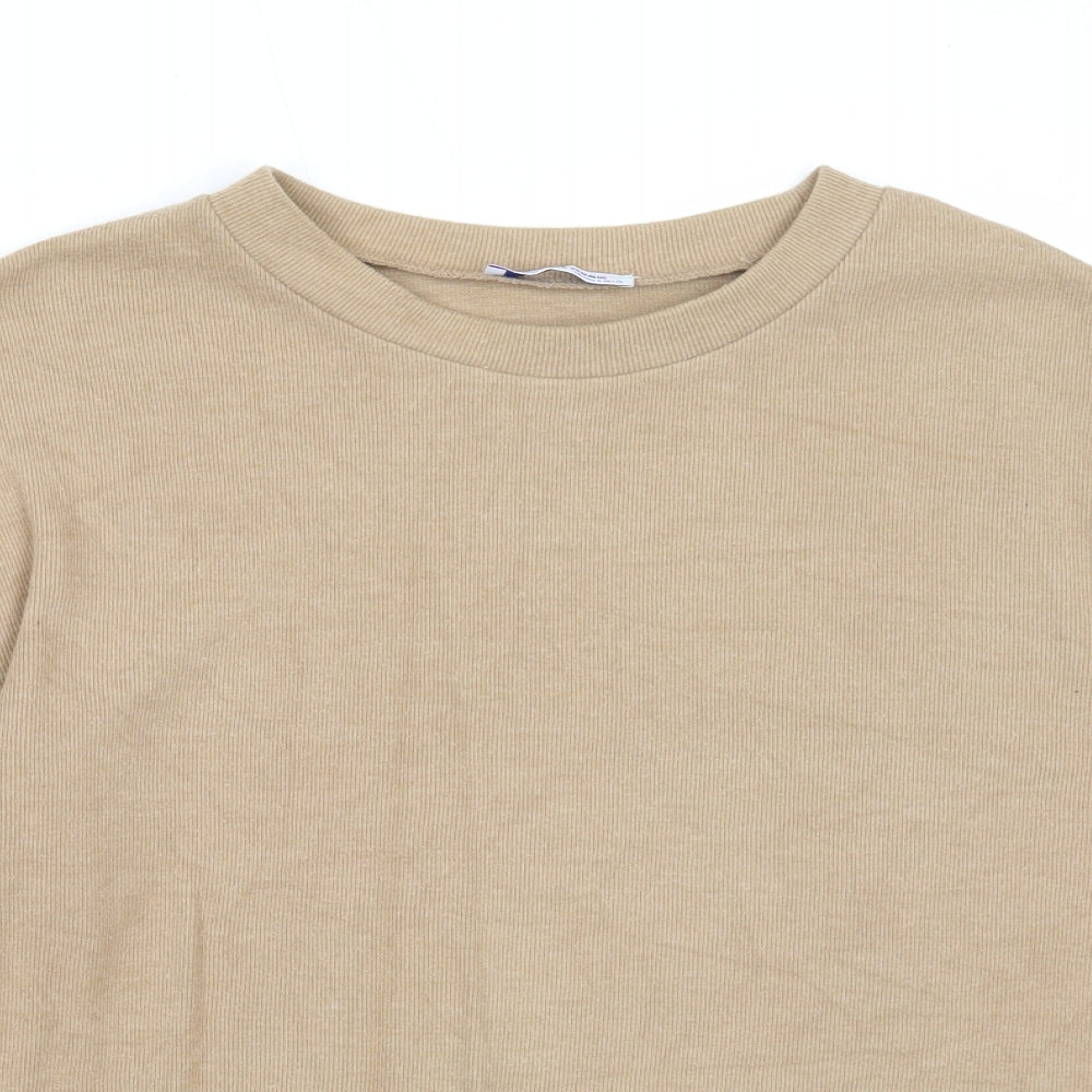 Zara Womens Beige Cotton Pullover Sweatshirt Size S Pullover