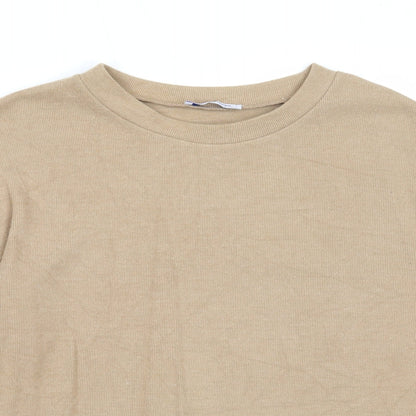 Zara Womens Beige Cotton Pullover Sweatshirt Size S Pullover