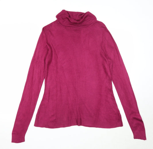 Love Knitwear Womens Purple Roll Neck Acrylic Pullover Jumper Size 10