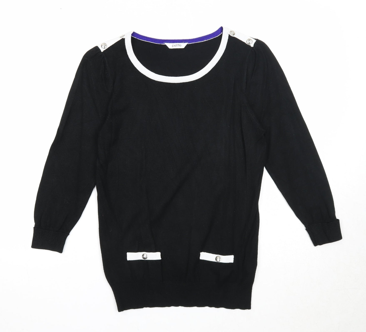 BHS Womens Black Round Neck Viscose Pullover Jumper Size 8