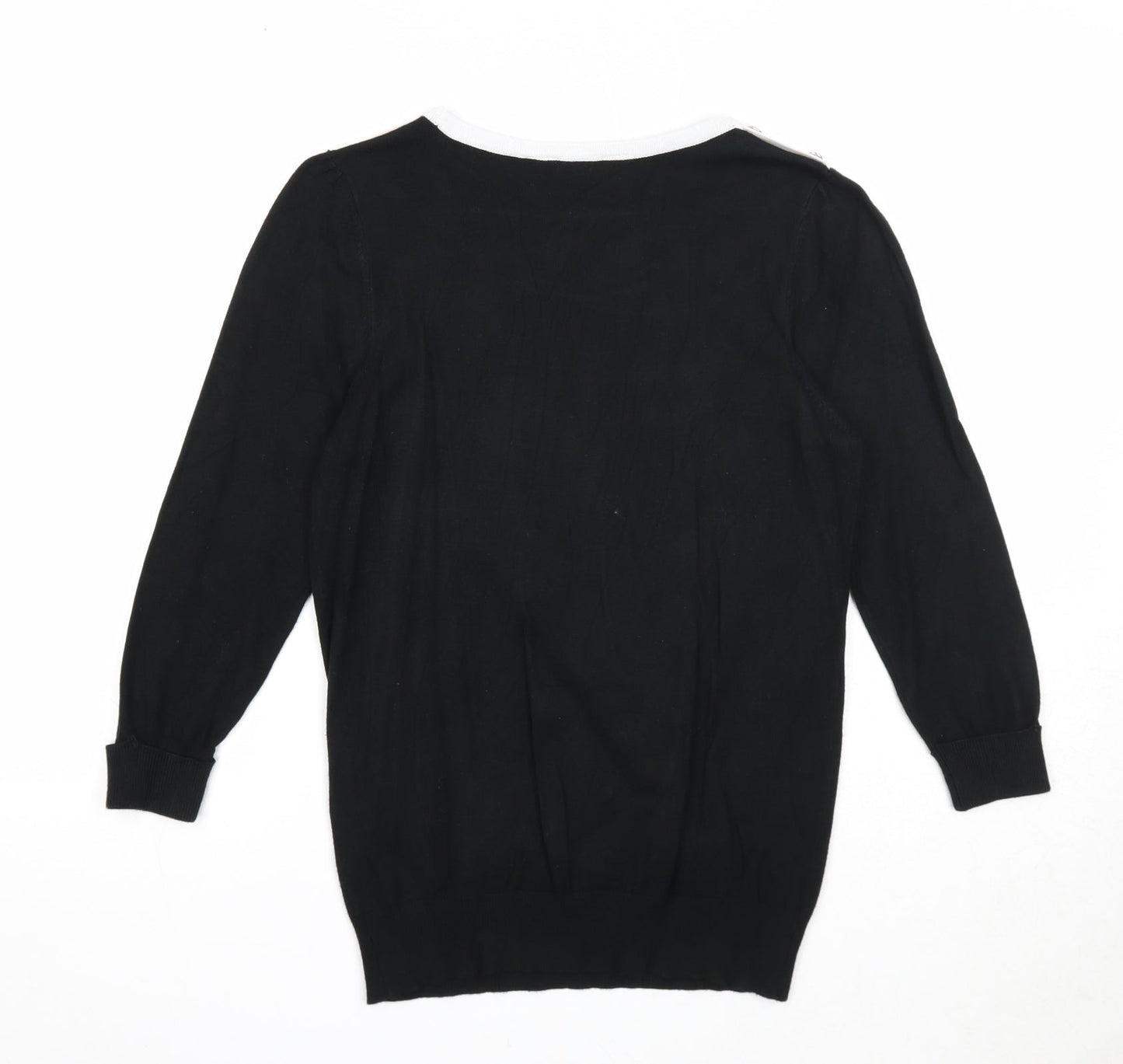 BHS Womens Black Round Neck Viscose Pullover Jumper Size 8
