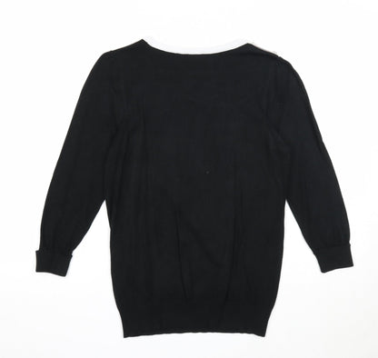 BHS Womens Black Round Neck Viscose Pullover Jumper Size 8
