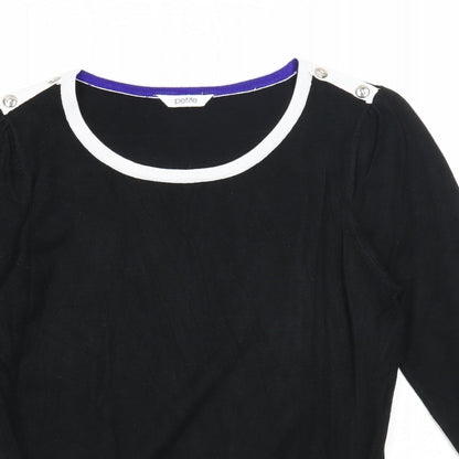 BHS Womens Black Round Neck Viscose Pullover Jumper Size 8