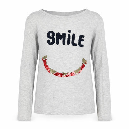 Monoprix Girls Grey Cotton Basic T-Shirt Size 14 Years Round Neck Pullover - Smile
