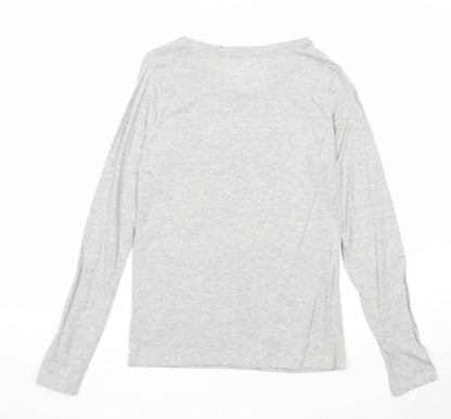 Monoprix Girls Grey Cotton Basic T-Shirt Size 14 Years Round Neck Pullover - Smile