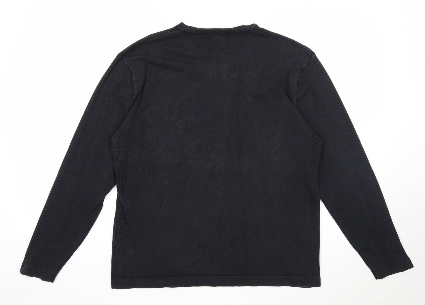 George Womens Black V-Neck Cotton Pullover Jumper Size M