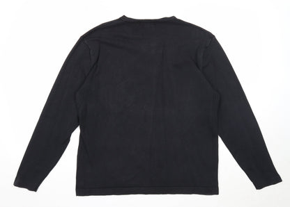 George Womens Black V-Neck Cotton Pullover Jumper Size M