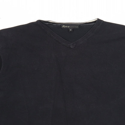 George Womens Black V-Neck Cotton Pullover Jumper Size M