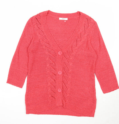 Womens UK Size 10 Marks and Spencer Red Cardigan Jumper