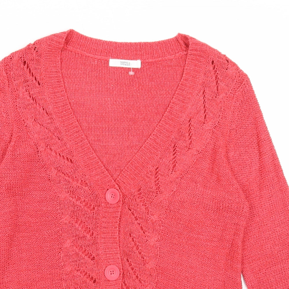 Womens UK Size 10 Marks and Spencer Red Cardigan Jumper
