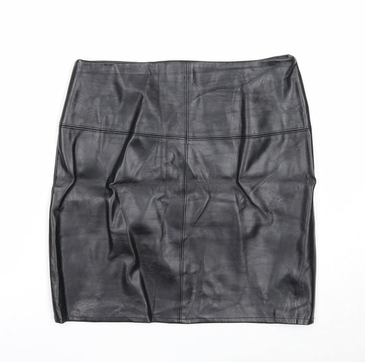 Missguided Womens Black Polyester A-Line Skirt Size 10 Zip